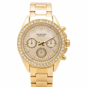 Valentino 20121502-GOLD - GOLD DIAL EXCALIBUR IP STAINLESS STEEL BAND STRAP Watch  for Women Affordable casual watches Sporty casual watches Affordable luxury casual watches