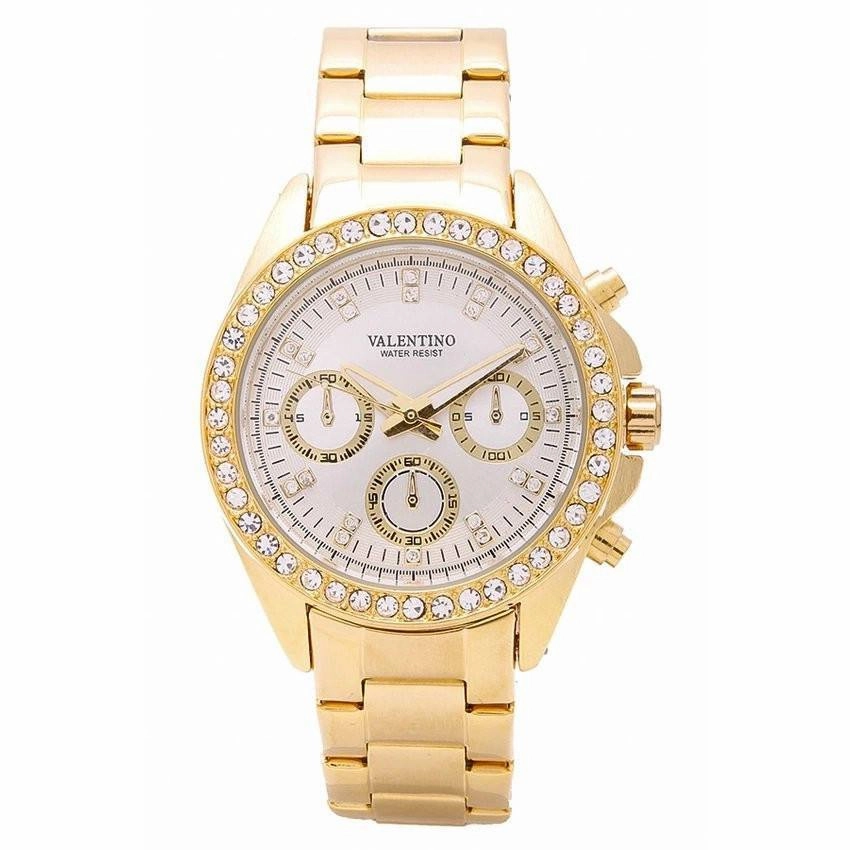 Valentino 20121502-GOLD - WHITE DIAL EXCALIBUR IP STAINLESS STEEL BAND STRAP Watch for Women Affordable casual watches Sporty casual watches Affordable luxury casual watches