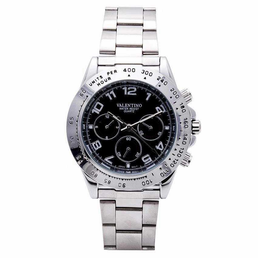 Valentino 20121652-BLACK DIAL STAINLESS BAND STRAP Watch for Men Affordable casual watches Sporty casual watches Affordable luxury casual watches