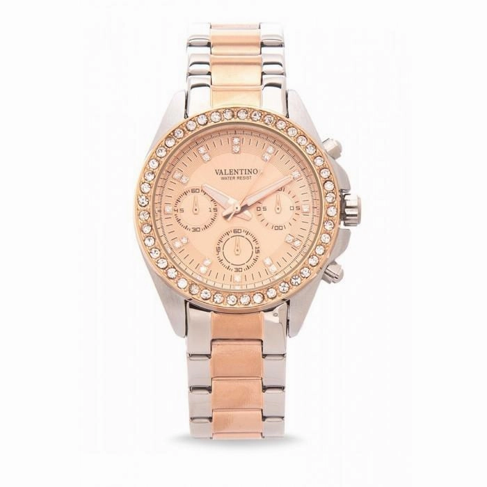 Valentino 20121662-TWO TONE - ROSE DIAL EXCALIBUR IP ROSE GOLD STAINLESS STEEL BAND STRAP Watch for Women Affordable casual watches Sporty casual watches Affordable luxury casual watches