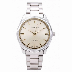 Valentino 20121679-SILVER - GOLD DIAL CASIO IP WHT MTL STYLE G MEN  STAINLESS BAND STRAP Watch for Women Affordable casual watches Sporty casual watches Affordable luxury casual watches