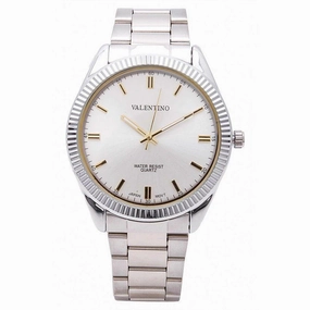 Valentino 20121679-SILVER - SILVER DIAL CASIO IP WHT MTL STYLE G STAINLESS BAND STRAP Watch for Men Affordable casual watches Sporty casual watches Affordable luxury casual watches