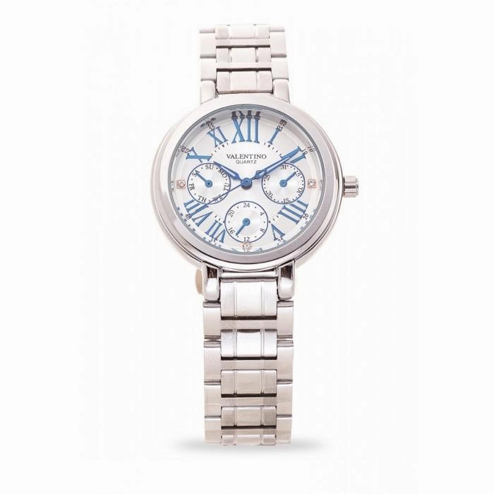 Valentino 20121928-SILVER DIAL CLASSIC SHN MTL IP WHT STAINLESS BAND STRAP Watch For Women Affordable casual watches Sporty casual watches Affordable luxury casual watches