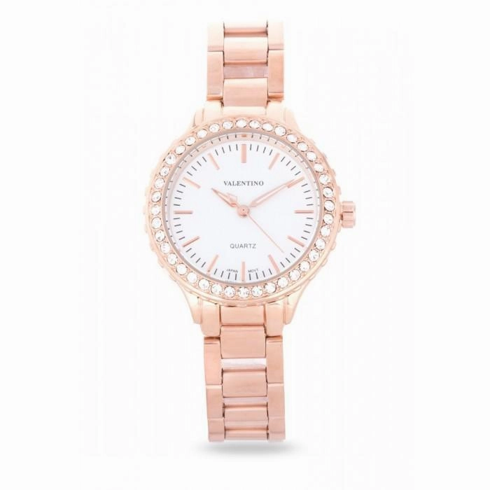 Valentino 20121960-ROSE GOLD - WHITE DIAL STAINLESS BAND Watch For Women Affordable casual watches Sporty casual watches Affordable luxury casual watches
