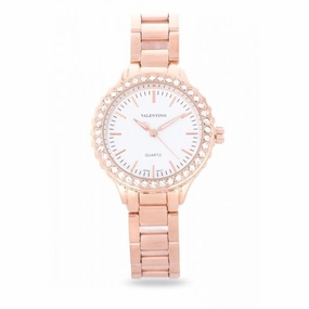 Valentino 20121960-ROSE GOLD - WHITE DIAL STAINLESS BAND Watch For Women Affordable casual watches Sporty casual watches Affordable luxury casual watches