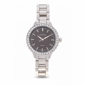 Valentino 20121961-SILVER  - BLACK DIAL SILVER STAINLESS BAND  Watch For Women Affordable casual watches Sporty casual watches Affordable luxury casual watches