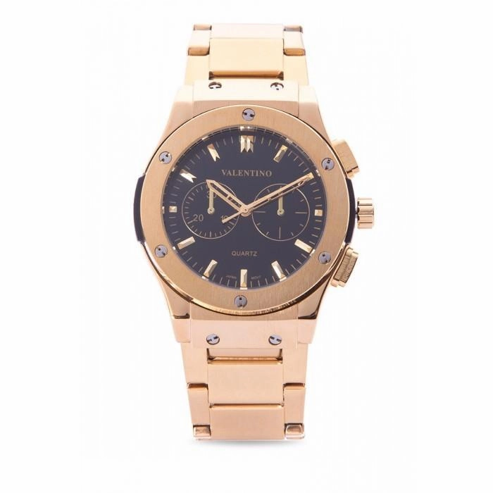 Valentino 20122067-BLACK DIAL GOLD STAINLESS STEEL BAND Watch for Men Affordable casual watches Sporty casual watches Affordable luxury casual watches