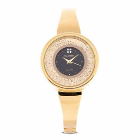 Valentino 20122148-BLACK DIAL Gold Fashion Metal Band Watch for Women Affordable casual watches Sporty casual watches Affordable luxury casual watches