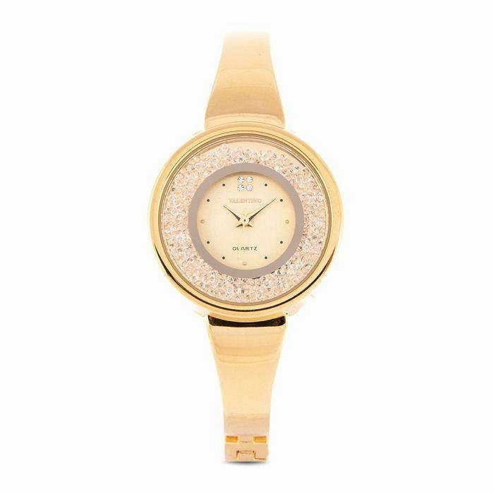 Valentino 20122148-GOLD DIAL Gold Fashion Metal Band Watch for Women Affordable casual watches Sporty casual watches Affordable luxury casual watches