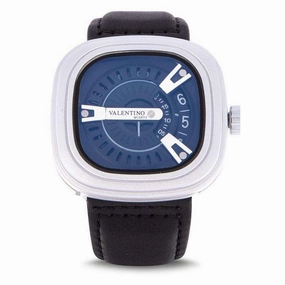 Valentino 20122151-BLK STRAP - SIL CASE - SILVER INDEX Black Leather Strap Watch for Men Affordable casual watches Sporty casual watches Affordable luxury casual watches