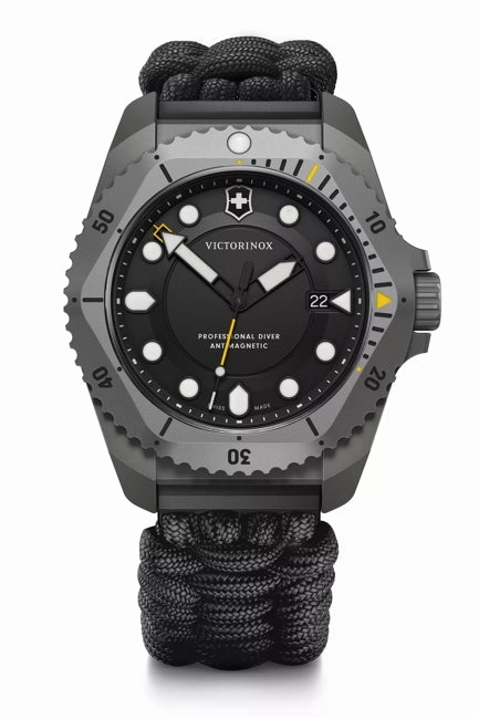 Victorinox Dive Pro 43mm Black Paracord Strap Black Dial Watch 241993.1 
