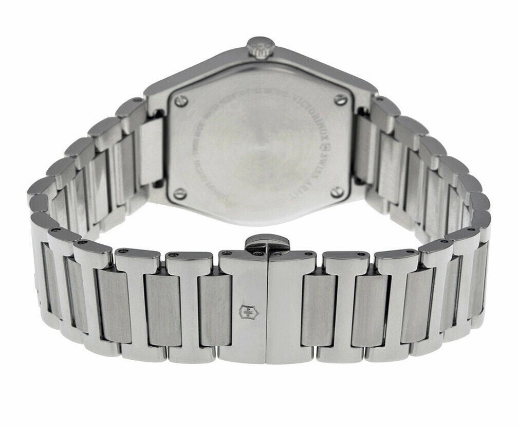 Victorinox Swiss Army Victoria Stainless Steel Womens Watch Black Mother-of-Pearl Dial Date 241536