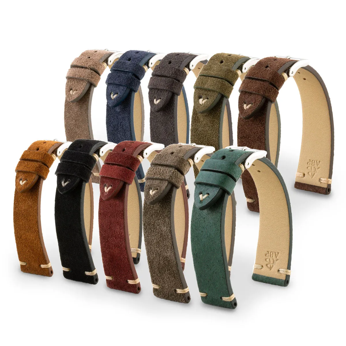 Vintage strap - Leather watch band - Calf suede (black, grey, brown, blue, red, green, kaki...) Luxury watch bands Limited edition watch bands