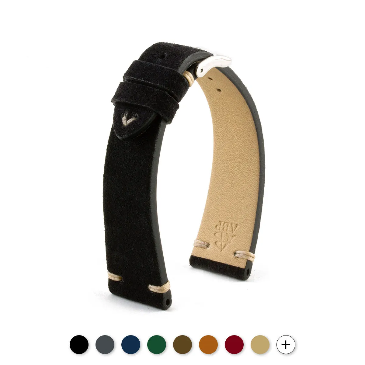 Vintage strap - Leather watch band - Calf suede (black, grey, brown, blue, red, green, kaki...)