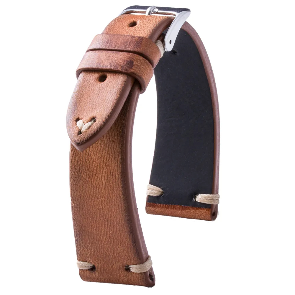 Vintage strap - Leather watch strap - Calf (black, brown, blue, red)