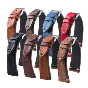 Vintage strap - Leather watch strap - Calf (black, brown, blue, red) Luxury watch bands Limited edition watch bands