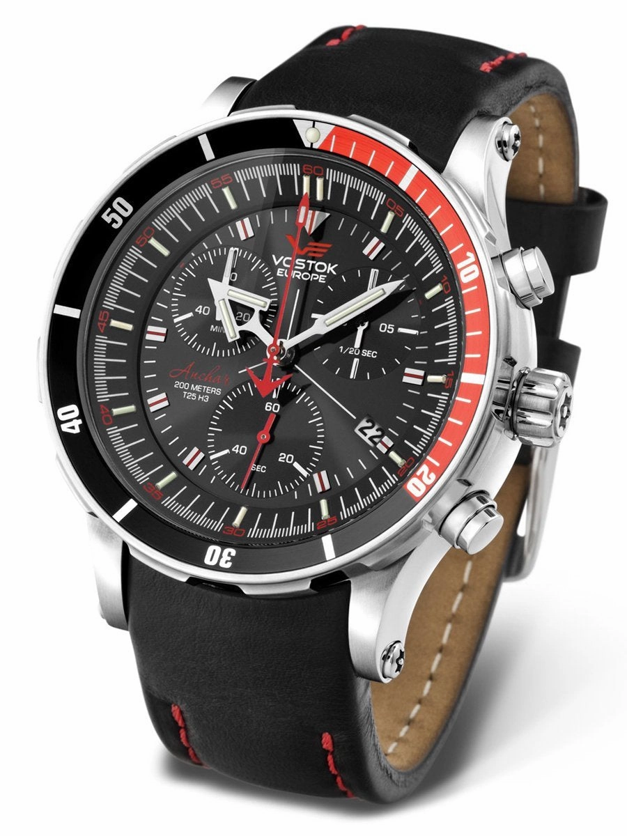 Vostok-Europe ANCHAR Black Chronograph Mens Diving Watch 6S30/5105201 Sports Watch for Men/Women Budget Sports Watch Luxury Sports Watch
