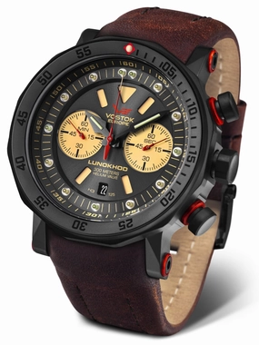 Vostok-Europe LUNOKHOD 2 GRAND CHRONO Mens Black Watch 6S21-620C629 Sports Watch for Men/Women Budget Sports Watch Luxury Sports Watch