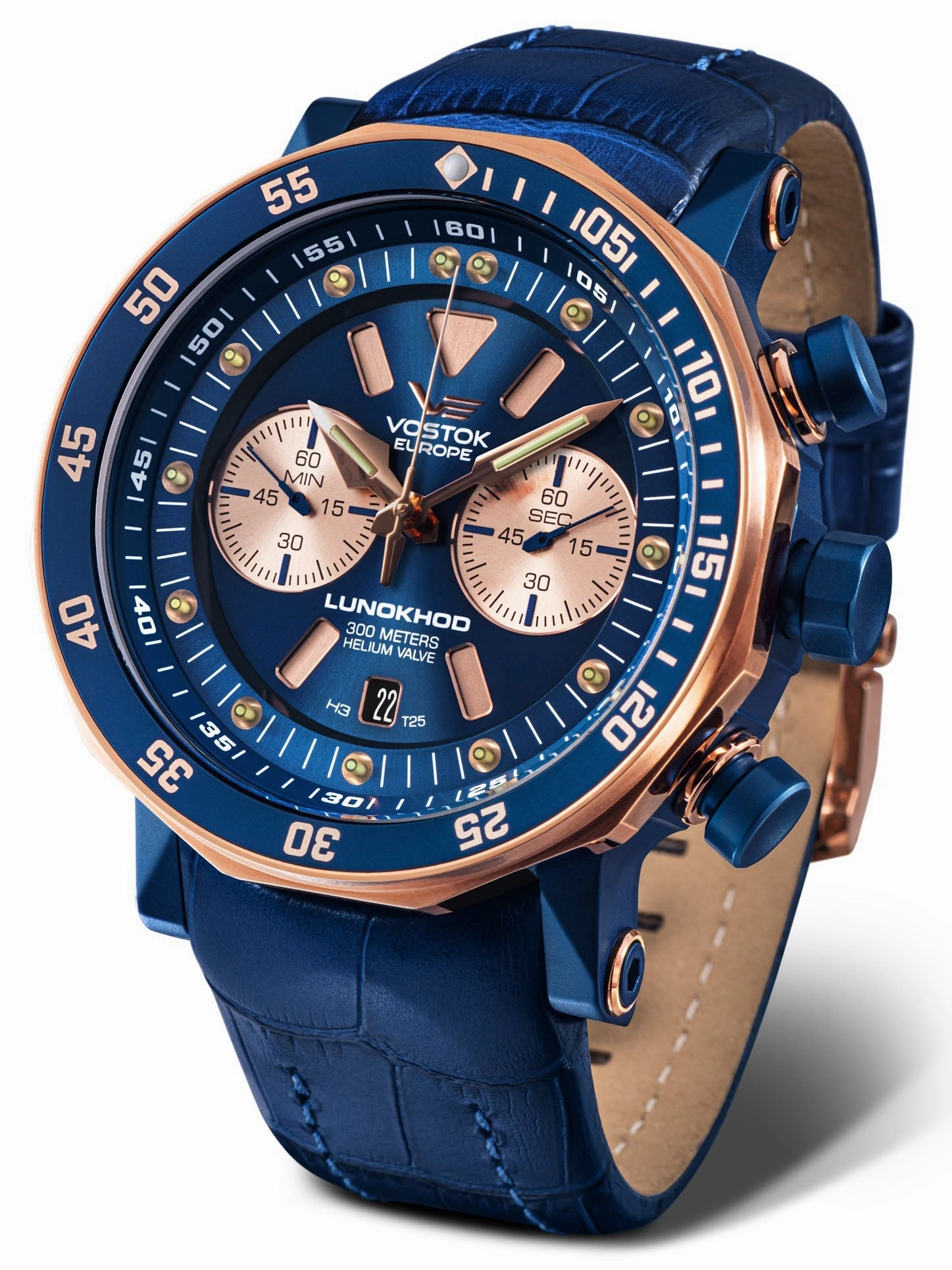 Vostok-Europe LUNOKHOD 2 GRAND CHRONO Mens Blue Watch 6S21-620E631 Sports Watch for Men/Women Budget Sports Watch Luxury Sports Watch