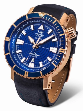 Vostok-Europe MRIYA AUTOMATIC Mens Blue Rose Gold Leather Watch NH35-5559232 Sports Watch for Men/Women Budget Sports Watch Luxury Sports Watch