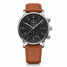 Wenger Urban Classic Chrono Black Dial Brown Strap Watch 01.1743.121,quartz watch, quartz watches for men, quartz watches for women, best quartz watch, minimalist quartz watch, luxury quartz watch, waterproof quartz watch,analog quartz watch, digital quart