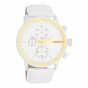 White OOZOO watch with leather strap - C11313,seiko watches,mens watches,couple watches,watches designer,watches discount,best watches for men