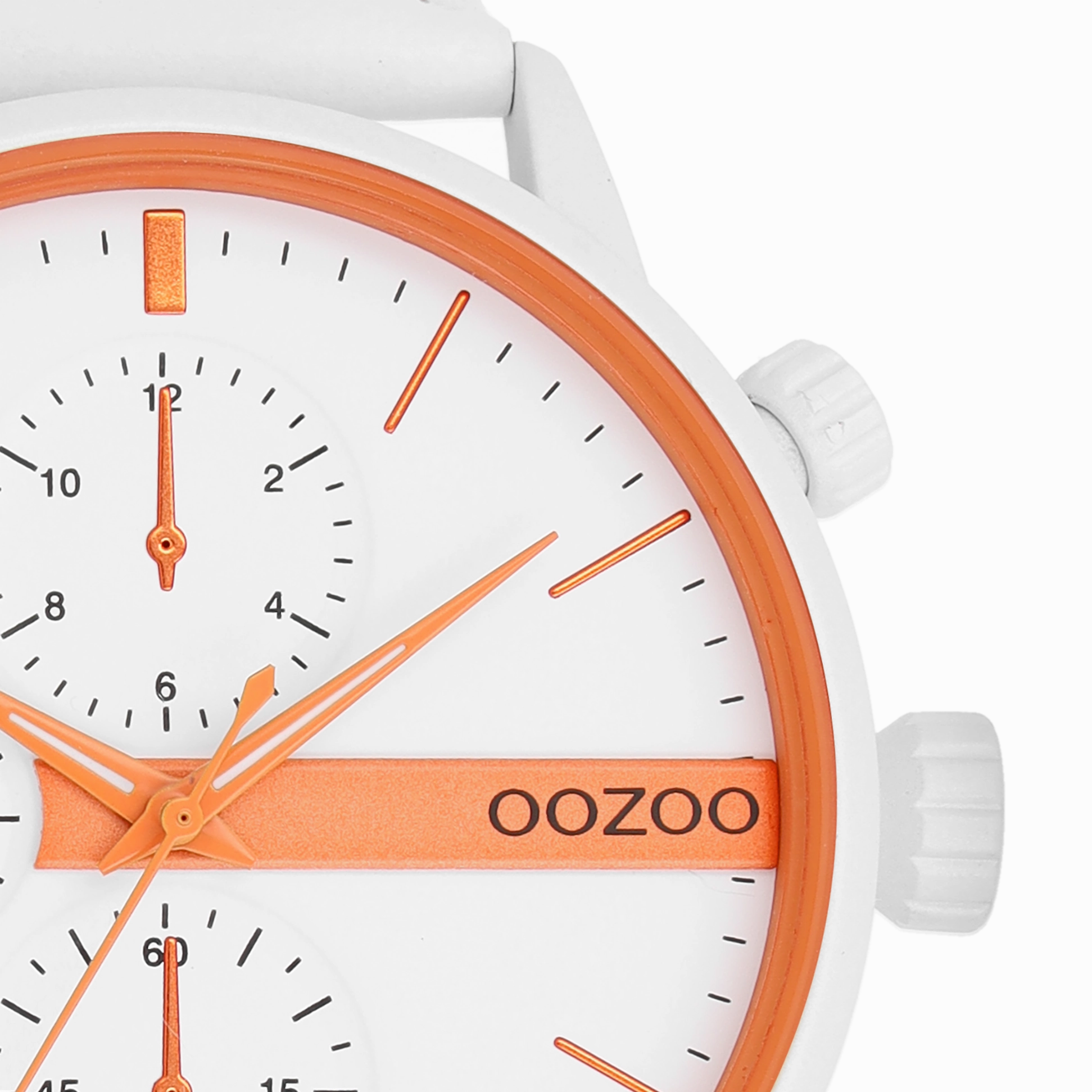 White OOZOO watch with leather strap - C11314