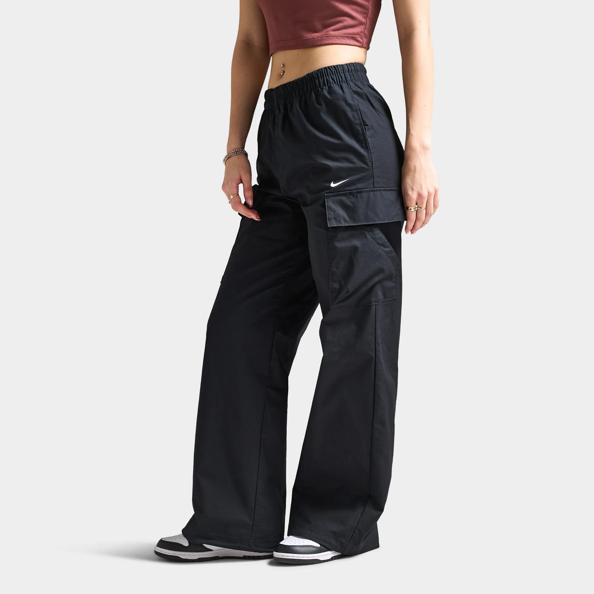 Womens Nike Nike Sportswear Women's Mid-Rise Cargo Pants Black / White