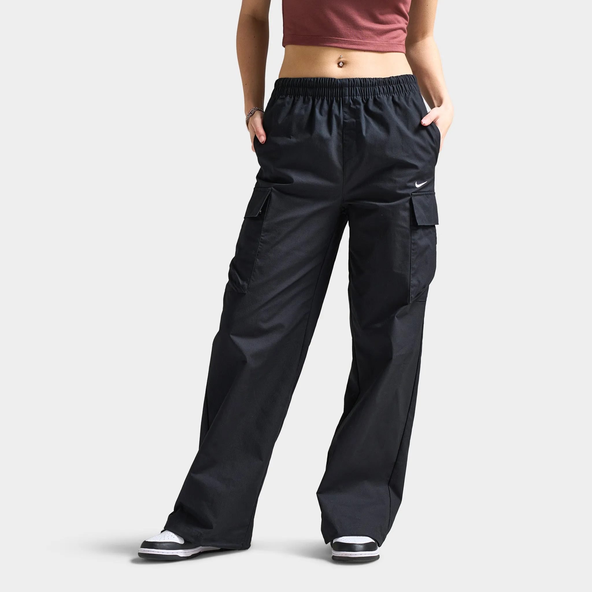 Womens Nike Nike Sportswear Women's Mid-Rise Cargo Pants Black / White