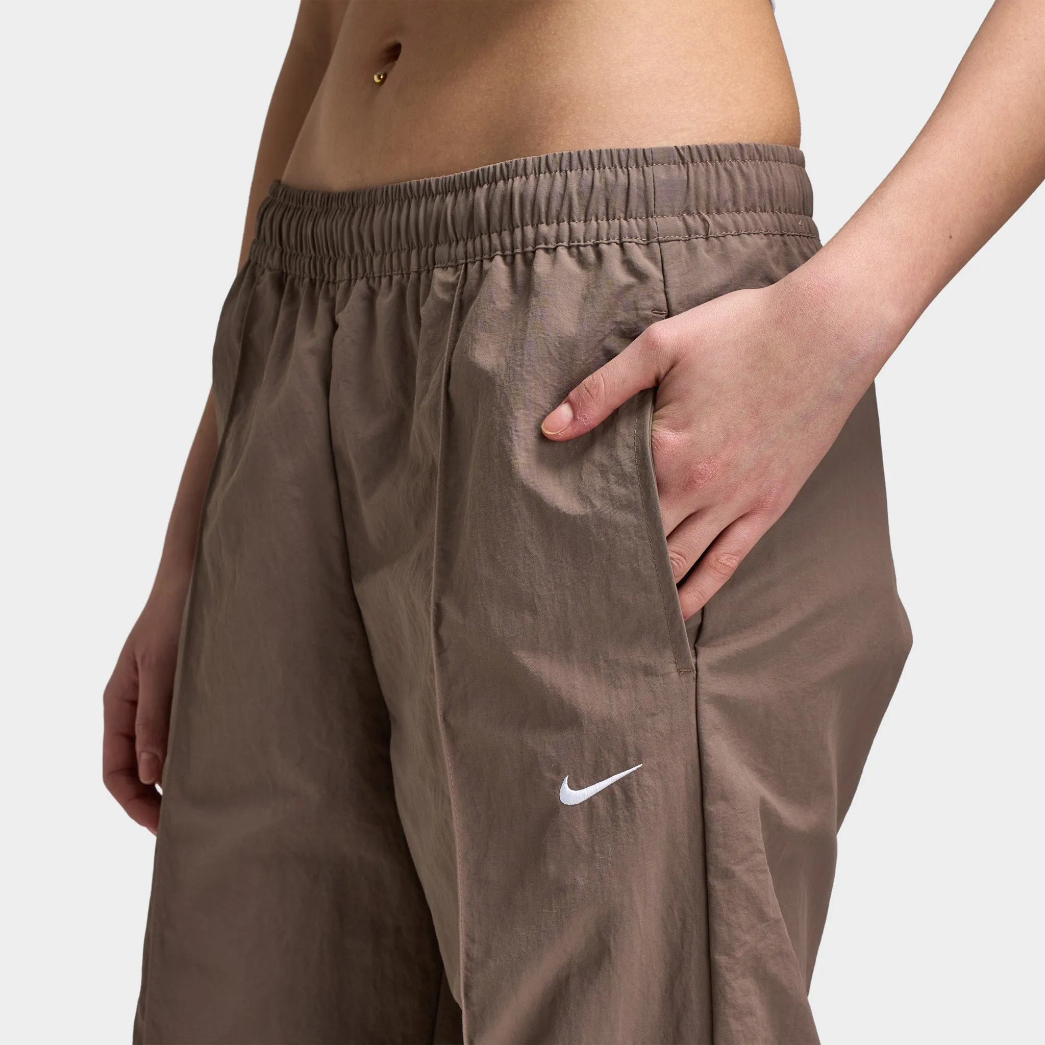 Womens Nike Nike Sportswear Women's Mid-Rise Open-Hem Pants Mink Brown / White