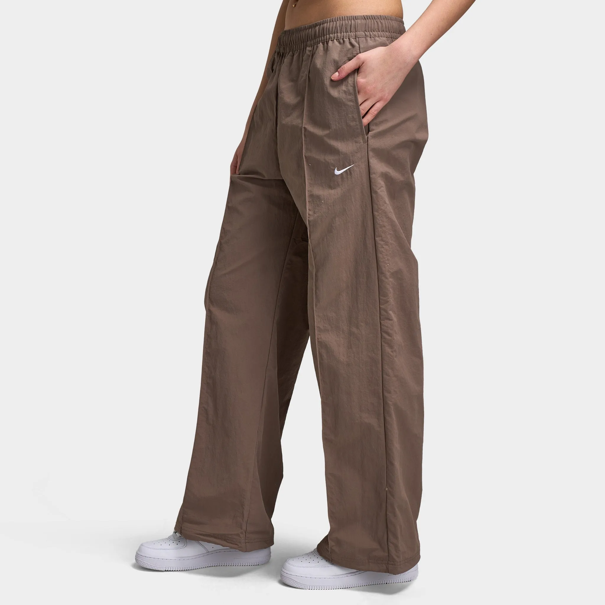 Womens Nike Nike Sportswear Women's Mid-Rise Open-Hem Pants Mink Brown / White