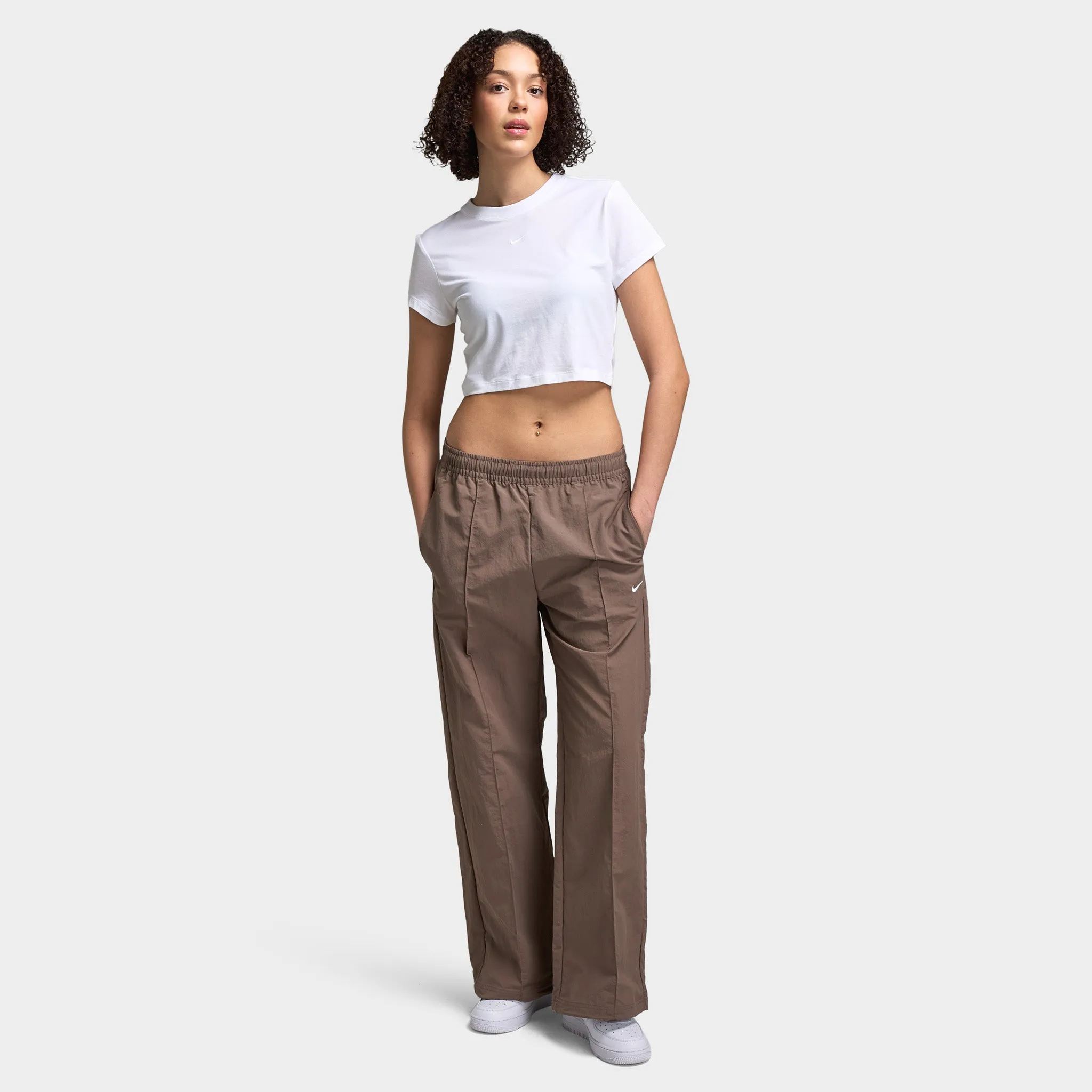Womens Nike Nike Sportswear Women's Mid-Rise Open-Hem Pants Mink Brown / White