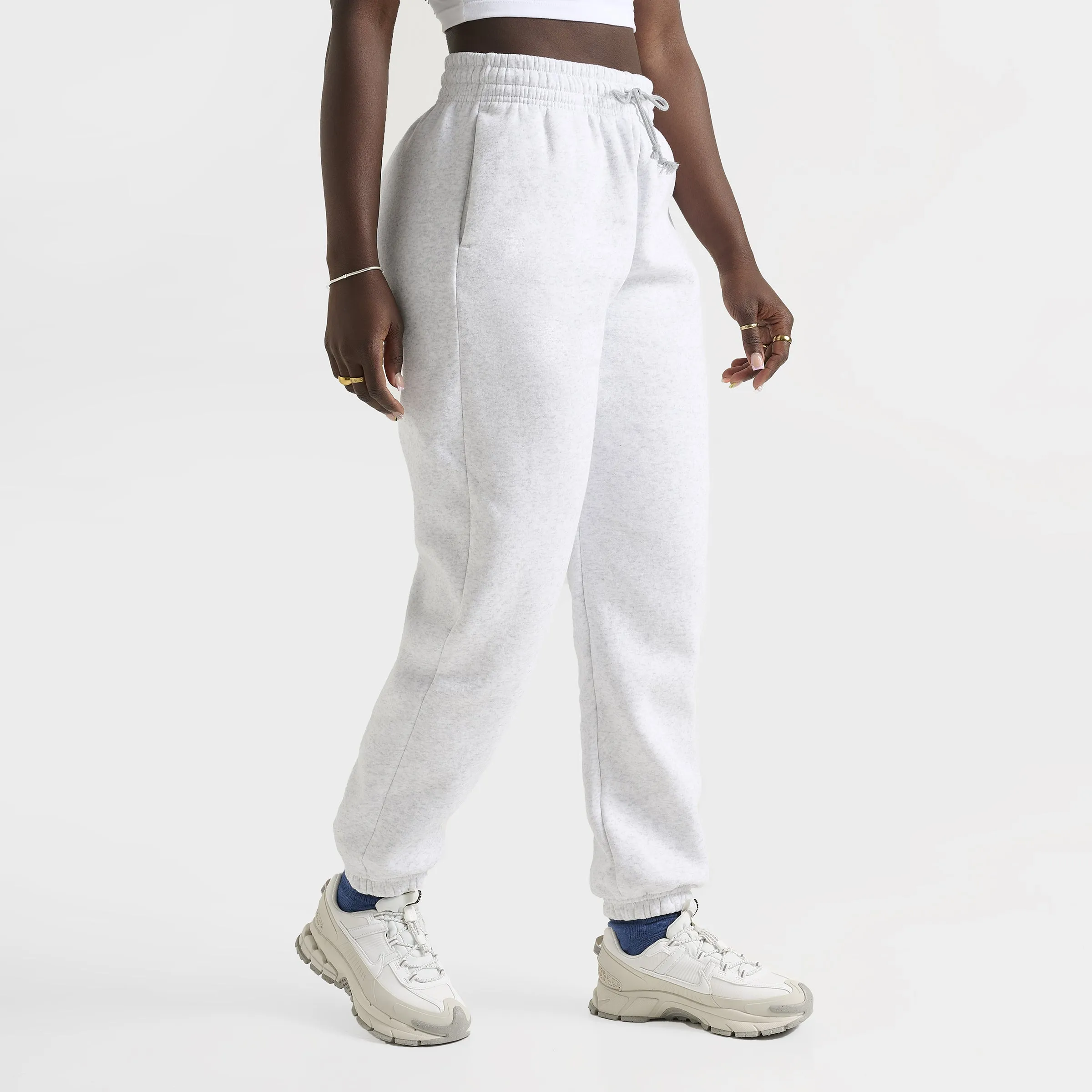 Womens Nike Nike Sportswear Women's Phoenix Fleece High-Rise Oversized Pants Birch Heather / Deep Royal Blue