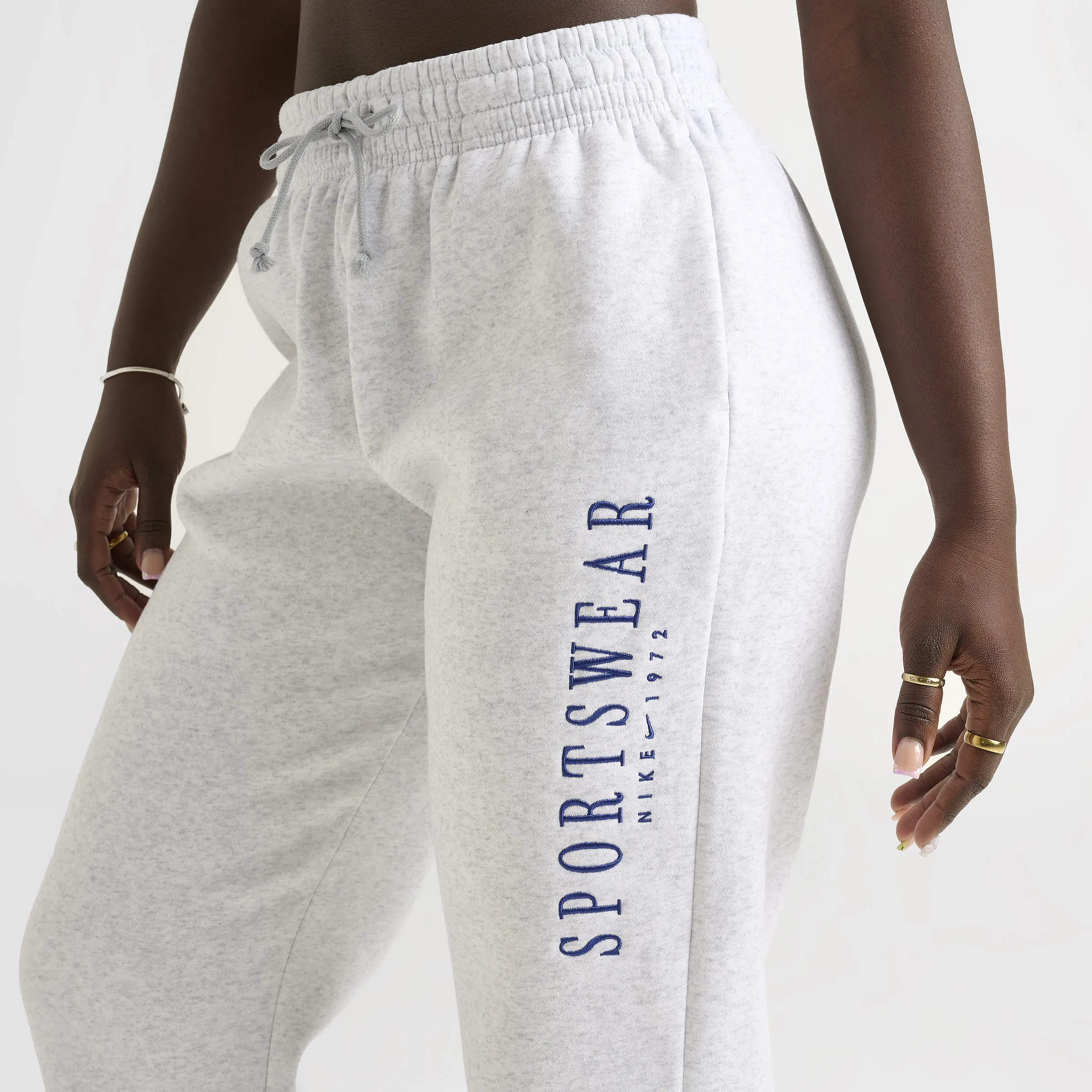 Womens Nike Nike Sportswear Women's Phoenix Fleece High-Rise Oversized Pants Birch Heather / Deep Royal Blue