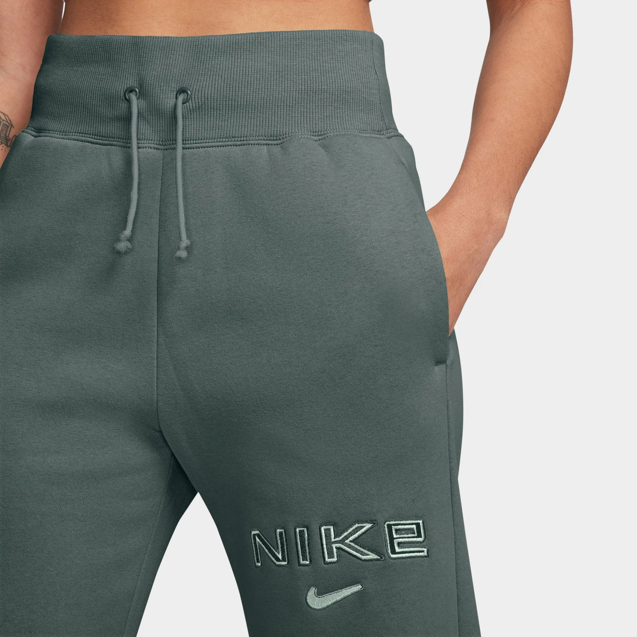 Womens Nike Nike Sportswear Women's Phoenix Fleece High Rise Wide Leg Pants Vintage Green / Jade Horizon