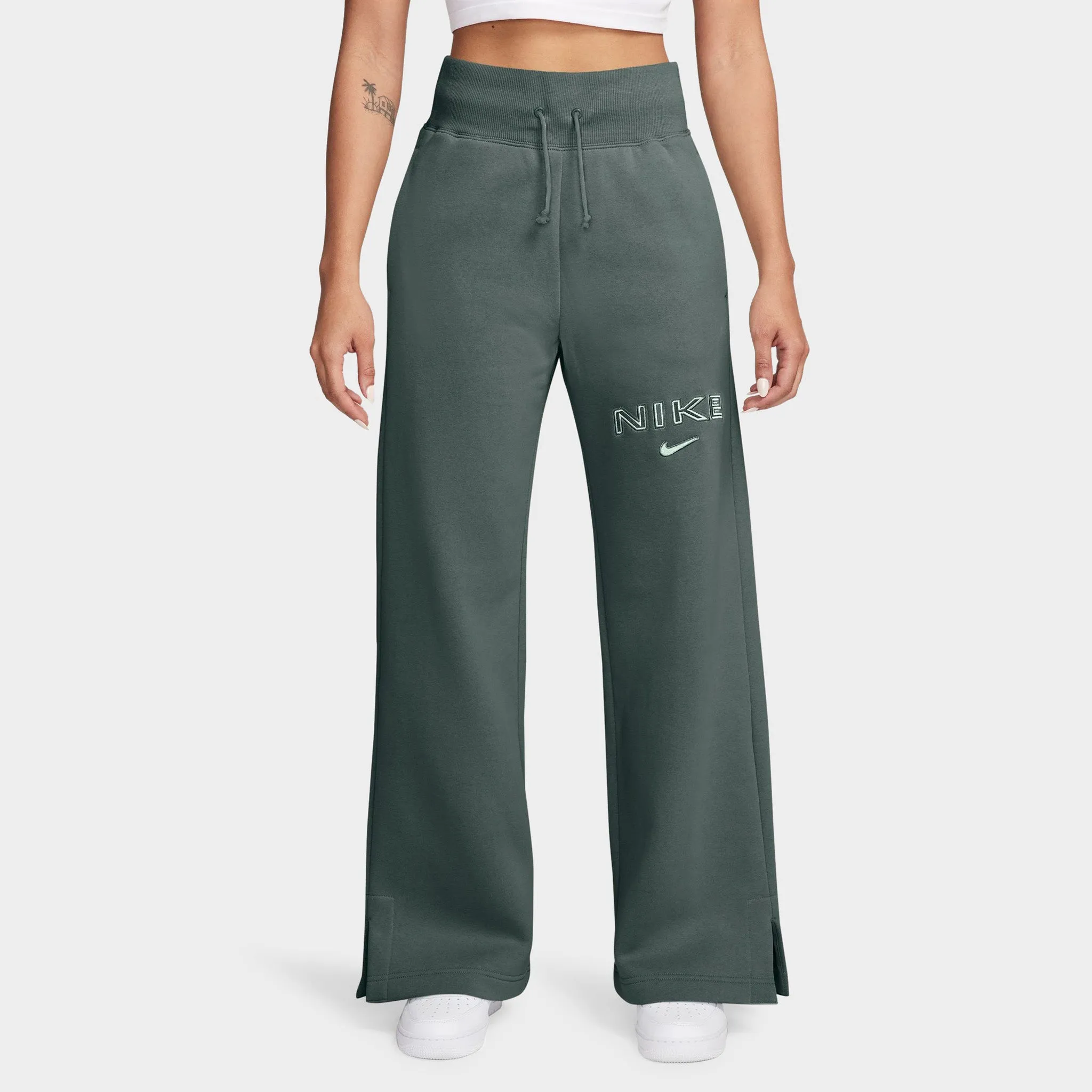 Womens Nike Nike Sportswear Women's Phoenix Fleece High Rise Wide Leg Pants Vintage Green / Jade Horizon