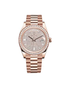   x 228345RBR Day-Date 40 Factory Pave Diamond Dial Factory Diamond Bezel President Bracelet Rose Gold   x day?date watch day date waterproof watch