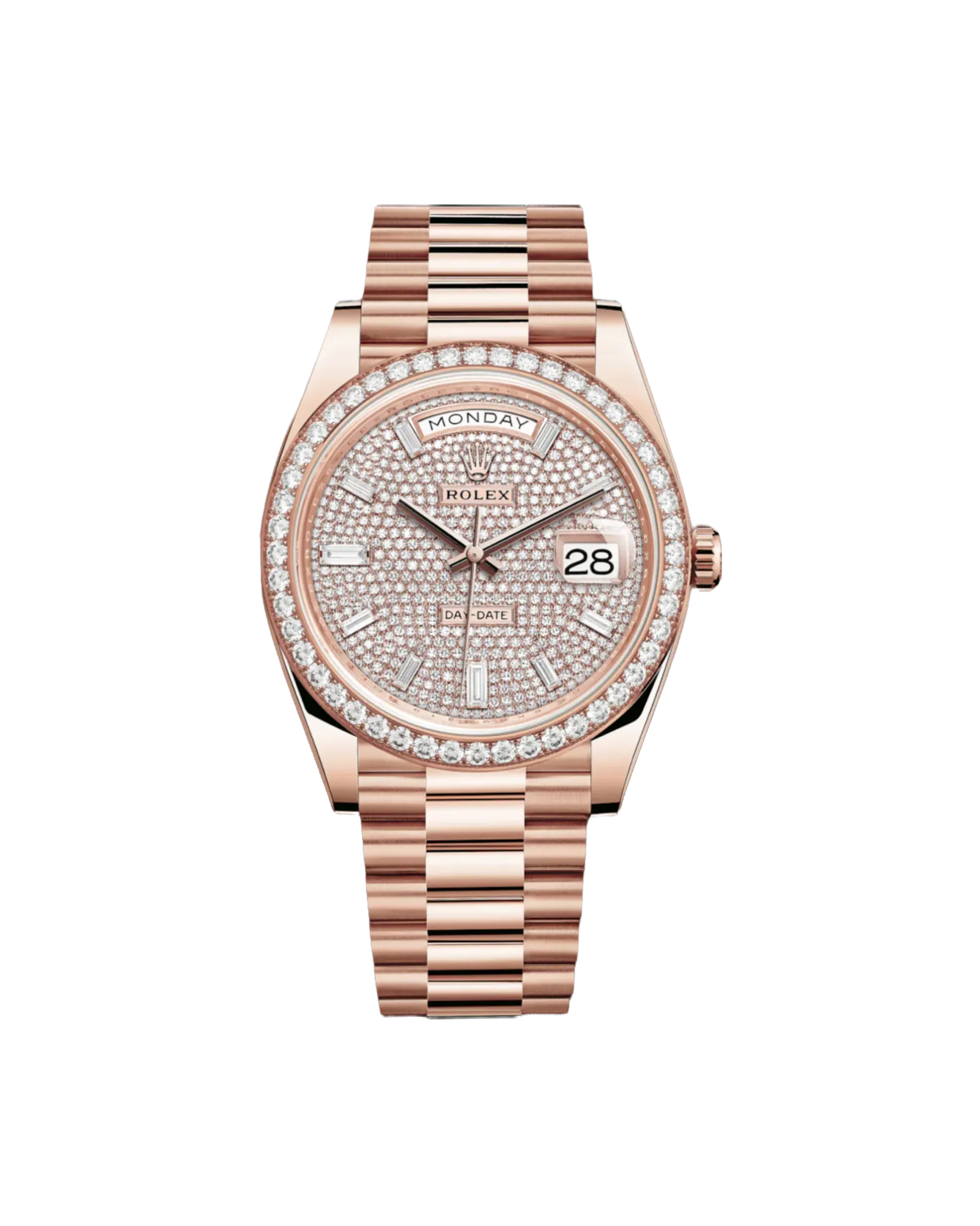   x 228345RBR Day-Date 40 Factory Pave Diamond Dial Factory Diamond Bezel President Bracelet Rose Gold   x day?date watch day date waterproof watch