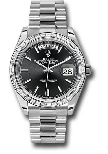   x 950 Platinum Day-Date 40 Watch -  Bezel - Black Index Dial - President Bracelet - 228396TBR bkip Day-Date Watches Affordable Day-Date Watch