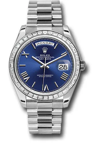   x 950 Platinum Day-Date 40 Watch -  Bezel - Blue Bevelled Roman Dial - President Bracelet - 228396TBR blrp Day-Date Watches Affordable Day-Date Watch