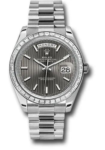   x 950 Platinum Day-Date 40 Watch -  Bezel - Dark Rhodium Index Dial - President Bracelet - 228396TBR drsmip Day-Date Watches Affordable Day-Date Watch