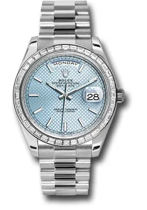   x 950 Platinum Day-Date 40 Watch -  Bezel - Ice Blue Diagonal Motif Index Dial - President Bracelet - 228396TBR ibdmip Day-Date Watches Affordable Day-Date Watch