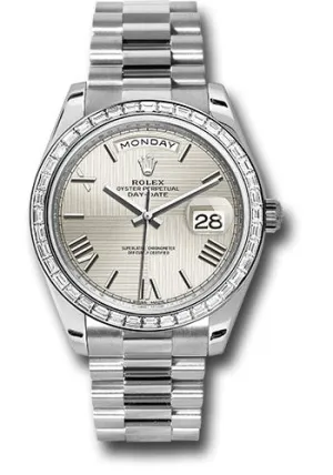   x 950 Platinum Day-Date 40 Watch -  Bezel - Silver Quadrant Motif Bevelled Roman Dial - President Bracelet - 228396TBR sqmrp Day-Date Watches Affordable Day-Date Watch