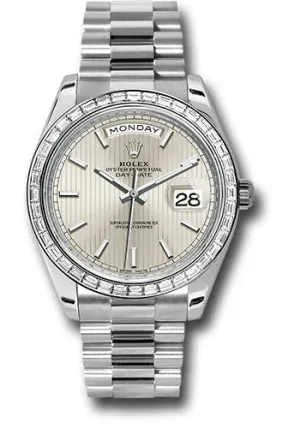   x 950 Platinum Day-Date 40 Watch -  Bezel - Silver Strip Motif Index Dial - President Bracelet - 228396TBR ssmip Day-Date Watches Affordable Day-Date Watch