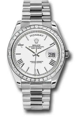   x 950 Platinum Day-Date 40 Watch -  Bezel - White Bevelled Roman Dial - President Bracelet - 228396TBR wrp Day-Date Watches Affordable Day-Date Watch