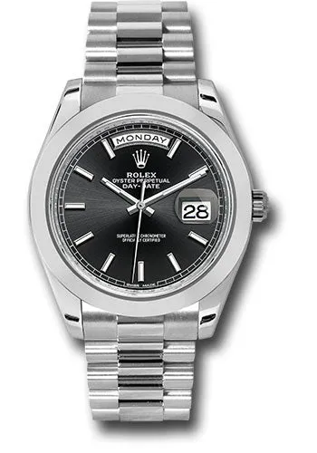   x 950 Platinum Day-Date 40 Watch - Smooth Bezel - Black Index Dial - President Bracelet - 228206 bkip Day-Date Watches Affordable Day-Date Watch