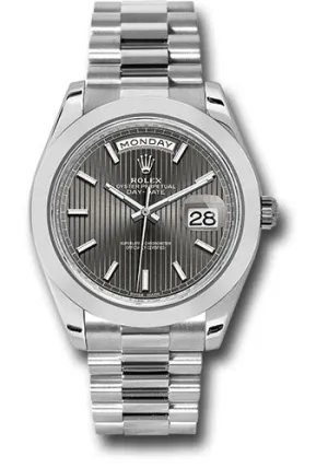   x 950 Platinum Day-Date 40 Watch - Smooth Bezel - Dark Rhodium Index Dial - President Bracelet - 228206 drsmip Day-Date Watches Affordable Day-Date Watch