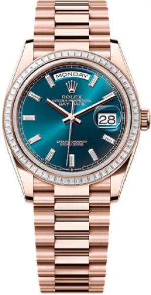   x Day-Date 36 36mm Blue Green Diamond-Set Dial Diamond-Set Bezel President Bracelet - 128395TBR | 2024 Model Day-Date Watches Affordable Day-Date Watch