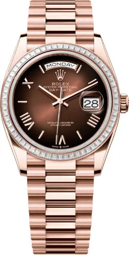   x Day-Date 36 36mm Brown Ombr Dial Diamond-Set Bezel President Bracelet - 128395TBR | 2024 Model Day-Date Watches Affordable Day-Date Watch