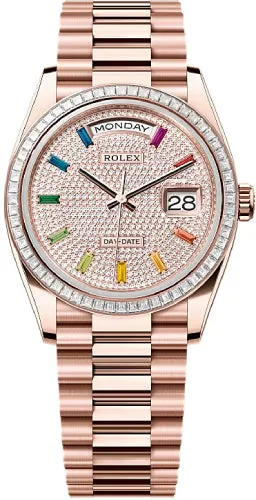   x Day-Date 36 36mm Diamond-Paved Dial Diamond-Set Bezel President Bracelet - 128395TBR | 2024 Model Day-Date Watches Affordable Day-Date Watch